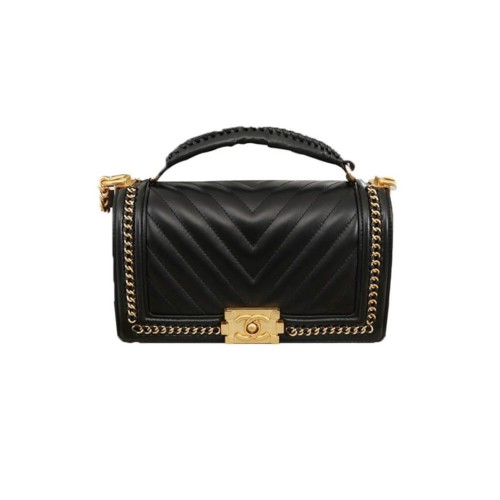 Chanel Top Handle Chevron Boy Handbag