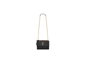 SUNSET MEDIUM CHAIN BAG IN CROCODILE-EMBOSSED SHINY LEATHER