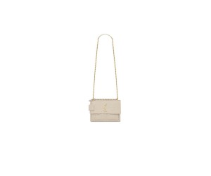 SUNSET MEDIUM CHAIN BAG IN CROCODILE-EMBOSSED SHINY LEATHER