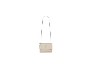 SUNSET MEDIUM CHAIN BAG IN CROCODILE-EMBOSSED SHINY LEATHER