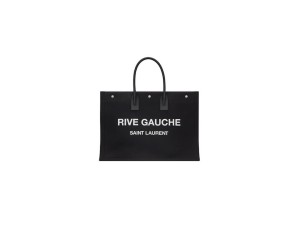 RIVE GAUCHE TOTE BAG IN LINEN AND LEATHER