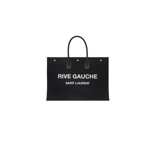 RIVE GAUCHE TOTE BAG IN LINEN AND LEATHER