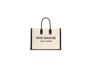 RIVE GAUCHE LARGE TOTE BAG IN PRINTED CANVAS AND LEATHER