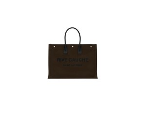 RIVE GAUCHE LARGE TOTE BAG IN PRINTED CANVAS AND LEATHER