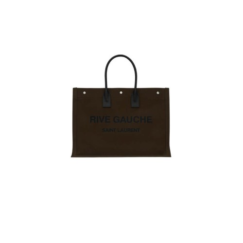 RIVE GAUCHE LARGE TOTE BAG IN PRINTED CANVAS AND LEATHER