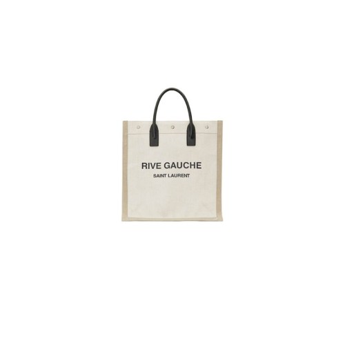 RIVE GAUCHE N/S SHOPPING BAG IN LINEN AND COTTON