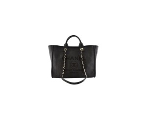 CHANEL Woven Straw Raffia Striped Medium Deauville Tote