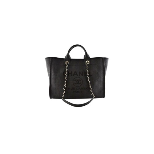 CHANEL Woven Straw Raffia Striped Medium Deauville Tote