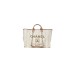 CHANEL Woven Straw Raffia Striped Medium Deauville Tote