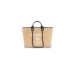 CHANEL Woven Straw Raffia Striped Medium Deauville Tote