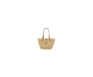 YSL Small Panier Raffia Bag In Brown