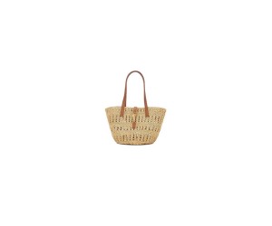YSL Medium Panier Raffia Bag In Brown