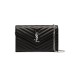 Saint Laurent Chain-strap YSL-plaque grained-leather wallet