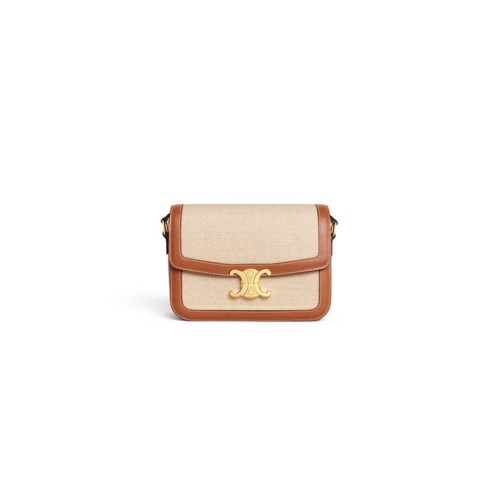 CELINE CLASSIQUE TRIOMPHE BAG IN TRIOMPHE CANVAS AND CALFSKIN