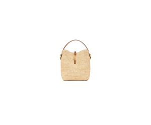 YSL LE 37 IN WOVEN RAFFIA AND VEGETABLE-TANNED LEATHER(HIGH-END GRADE)