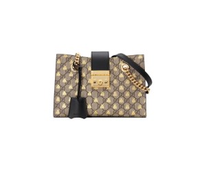 GG Padlock small GG bees shoulder bag