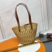 YSL Small Panier Raffia Bag In Brown